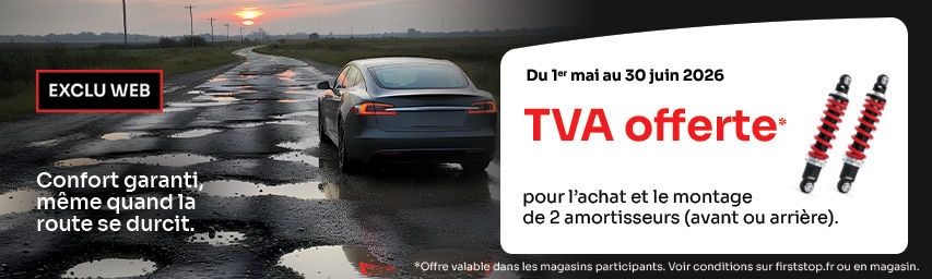 Exclu web : TVA offerte* pour l'achat et le montage de 2 amortisseurs !