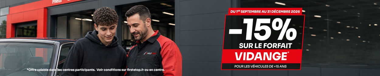 -15% Sur le forfait vidange pour les véhicules de +15 ans* !