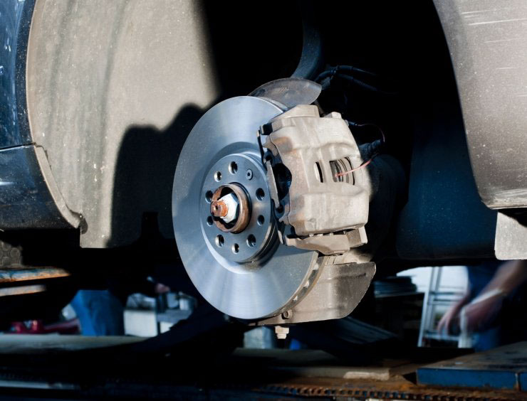 a close up of a brake on a vehicle