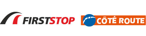 Logo First Stop et logo Côté Route