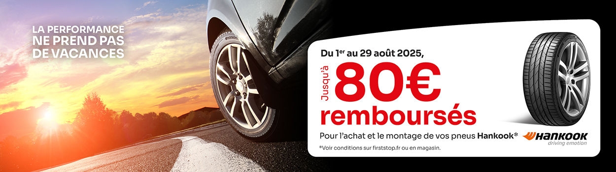 Jusqu'à 80€* remboursés sous 48h pour l'achat et le montage de pneus Hankook !