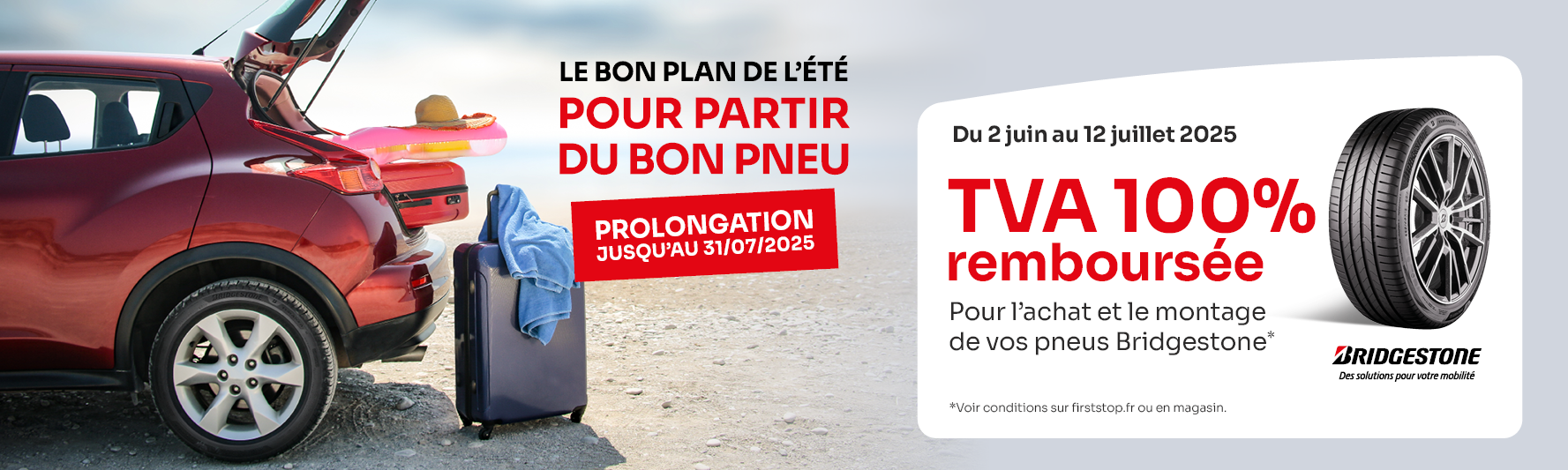 TVA remboursée pour l’achat de vos pneus Bridgestone* !