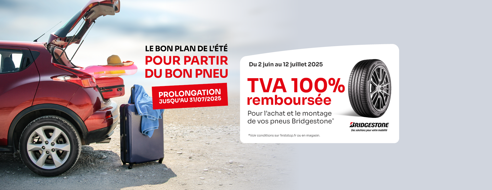 TVA 100% remboursée pour l'achat et le montage de vos pneus Bridgestone* !