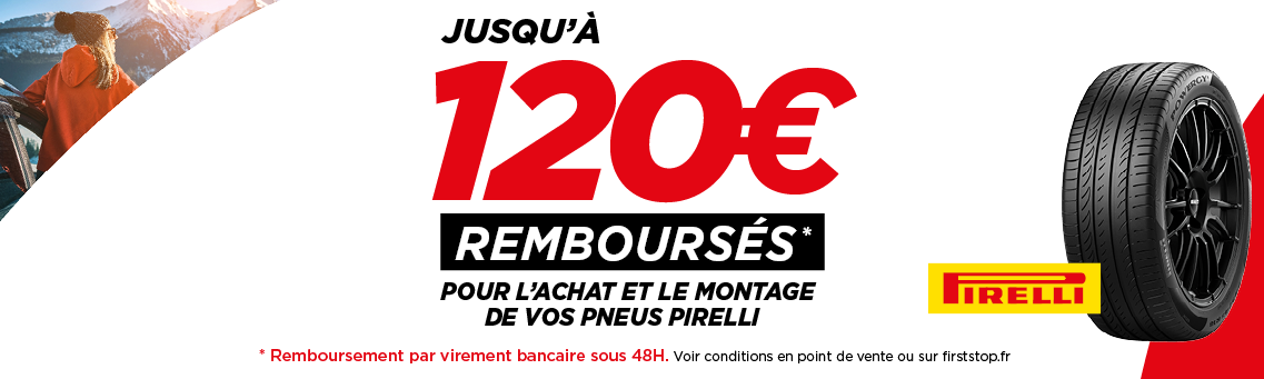 Jusqu'à 120€ offerts sur les pneus de la marque Pirelli* !