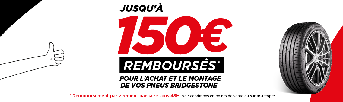 Jusqu'à 150€ offerts sur les pneus de la marque Bridgestone !*