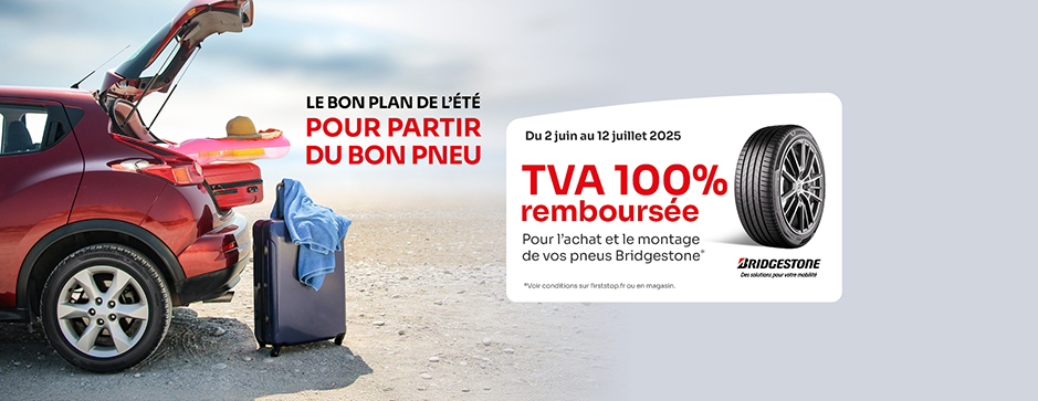 TVA 100% remboursée pour l'achat et le montage de vos pneus Bridgestone* !