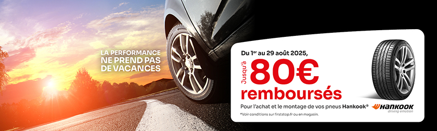 Jusqu'à 80€* remboursés sur vos pneus Hankook !