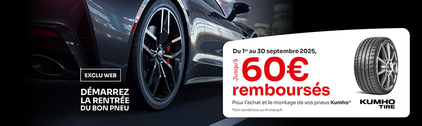 Exclusivité Web : Jusqu'à 60€* remboursés sur pneus Kumho commandés en ligne !