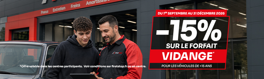 -15 % de remise sur votre forfait vidange pour les véhicules de plus de 15 ans * !
