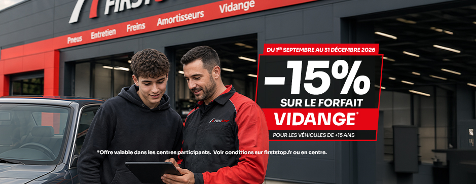 -15% Sur le forfait vidange pour les véhicules de +15 ans* !