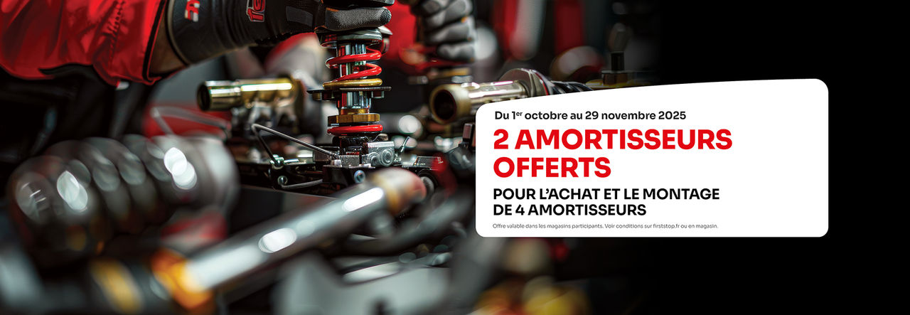 2 amortisseurs offerts pour l'achat et le montage de 4 amortisseurs !  