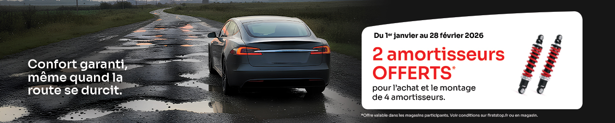 2 amortisseurs offerts* pour l’achat et le montage de 4 amortisseurs ! 