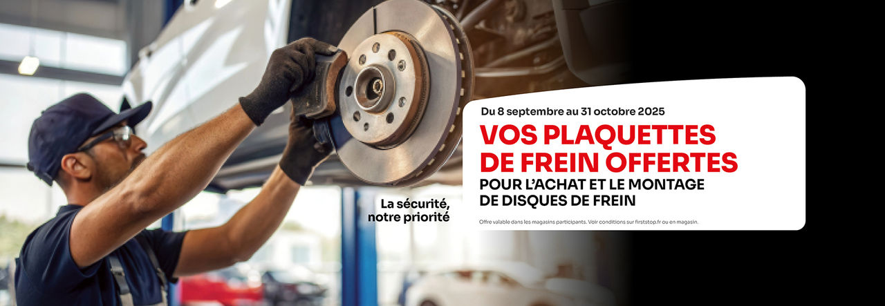 Profitez des plaquettes offertes pour l'achat et le montage de disques de frein*